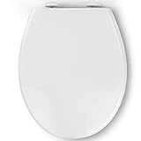 Pipishell Toilettendeckel, WC Sitz mit Absenkautomatik, Quick-Release Funktion für einfach Reinigung, O Form Weiß Toilettensitz mit Verstellbaren Scharnieren, Kunststoffversion