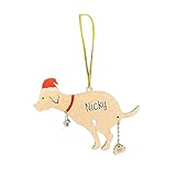 Lustiges Poopi Ng Pooch Es Holz-Hängeornament mit Glöckchen, einzigartiges für die Weihnachtsbaumdekoration 2023 Wandhalterung Handy (B, 12x8x1cm)