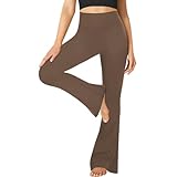 FuelMeFoot Flared Yogahose Damen Leggings High Waist Schlaghose Blickdicht Leggins Bootcut Jogginghose Jazzpants mit Bauchkontrolle Fitness. 1 Pack-08-Mokka S