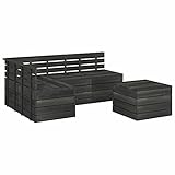 ShGaxin 5-TLG. Garten-Sofagarnitur aus Paletten, Outdoor Sofa, Gartenlounge Outdoor, Balkon Sofa, Liegesofa, Outdoorsofa, Outdoor Couch, Kiefernholz Dunkelgrau