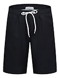 iCKER Herren Shorts Badehose Badeshorts Strand Shorts Beach Shorts Board Shorts Schnelltrocknend für Sommer,Schwarz-S3,M