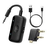 elzle Bluetooth 5.4 Transmitter & Empfänger, 2 in 1 Wireless Klinkenstecker Adapter für TV, Flugzeug, Auto, Stereoanlage, Kabellos Audio Streamen, Kompatibel mit AirPods und Kopfhörern