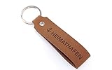Festland DESIGN® Schlüsselanhänger Leder mit Gravur HEIMATHAFEN und Anker - Schlüsselband Geschenk für Frauen - Geschenk für Männer Geburtstag - Auto Schlüsselbund Geschenkbox