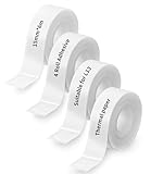 Etiketten Selbstklebend 4pcs,Angepasstes Etikettendruckpapier, Wasserdicht Etikettenband Papier 6mX15mm,Thermo-Etikettenband für Zuhause,für wasserfeste Etiketten geeignet für Haus,Büro,Schule