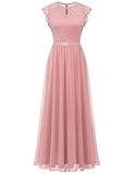 Dressystar Damen Festlich Ballkleid Kurz Ärmeln Hochzeit Maxi Partykleid Abendkleider Blush L