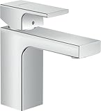 hansgrohe Waschtischarmatur Vernis Shape, Wasserhahn Bad mit Auslauf Höhe 100 mm, mit Zugstange, Badarmatur wassersparend, Chrom