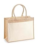 GIDUTEX Einkaufstasche Geschenketasche by Westford Mill Cotton Pocket Jute Shopper Gift Bag 1er 2er 5er 10er 25er Pack zur Auswahl (1, Natural, 21 Liter)