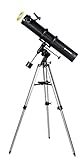 Bresser Spiegelteleskop Galaxia EQ-Sky 114/900 mit Smartphone Kamera Adapter und hochwertigem Objektiv-Sonnenfilter, inklusive Montierung, Stativ und Zubehör