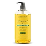 MAJESTIC PURE Vitamin E Oil | 100% reines & natürliches kaltgepresstes Vitamin E-Öl für Haut, Narben, Gesicht, Nägel, Haare, Kopfhaut | 20.000 IE |Nicht gentechnisch verändert|Haar- & Körperöl|8 Fl Oz