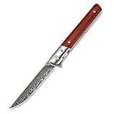 Kleines handliches werkzeug damaskus stahl messer scharf rutschfest holz Survival Tragbare Camping outdoor messer edc multi Jagdmesser taschenmesser klappmesser slim damast messer,geschenk für männer