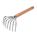 Strapazierfähig, 7 Zähne, Gartenhandwerkzeug, ergonomischer , Rechen, mit ergonomischem , rostfreies Werkzeug, ideal für die Gartenarbeit, Kultivierung und Lockerung des K inder Haus in (B, One Size)