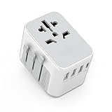 Reiseadapter Weltweit, Universal Reisestecker mit 3 USB, 1 USB C und 1AC Steckdose