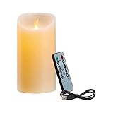 Daweglop LED-Kerzen, Flackernde Flammenlose Kerzen, Wiederaufladbare Kerze, Echtwachskerzen mit Fernbedienung A, 10 Cm
