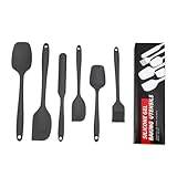Silikon-Schaber, Silikonschaber, Set mit 6 Schabern aus lebensmittelechtem Silikon, flexibel, hitzebeständig, zum Kochen, Mixen, Horn