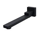 Wandmontierter Wannenauslauf aus Messing, 180° drehbar, quadratisch, Badewannenarmatur, nicht umstellbar, Duschsystem, G1/2-Anschluss, schwarzes Finish, langlebiges Faltdesign