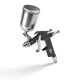 FIAC Farbspritz Pistole 1863, Lackier Pistole für Kleine Flächen, Aerograf mit 100ml Farb Tank, 0.8mm Düse, Max Druck 3 Bar, Schwarz
