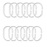 Lmyzcbzl Duschvorhangringe, 12 Pcs Kunststoff Duschvorhang Haken, Ringe für Duschvorhang in C-Form, Vorhang Aufhängeringe
