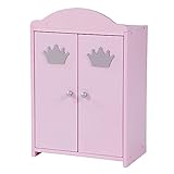 roba Puppenkleiderschrank 2-türig aus Puppenmöbelserie „Prinzessin Sophie“, Puppenkleiderschrank rosa lackiert, Puppenzubehör inkl. Kleiderstange und Boden