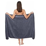 kelav Badetuch groß XXL Größe, 100 x 200 cm Weiches Frottee Saunatuch Anthrazit Grau, Sauna Frottee Bademantel Badetücher Duschtuch