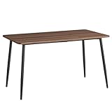 VASAGLE Esstisch, Esszimmertisch, Küchentisch, für 4-6 Personen, Landhausstil, hitzebeständige Oberfläche, einfache Montage, 75 x 140 x 75 cm, naturwalnussfarben-tintenschwarz KDT100K02