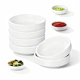 Dip Schälchen Set, 6 Stück Sojasauce Schälchen Weiß, 9 x 2,5 cm Dipschalen Set, Rund Dipschälchen Kleine Snack Schalen, Soja Saucenschälchen zum Dippen für Sushi, Soße, Dips, Saucen, Gewürze, Tapas