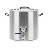 Klarstein Brauheld Pur - Maischekessel, Bierbrauanlage, integriertes Thermometer, 0,7 mm Wandstärke, 3 mm dicker Sandwichboden geeignet für Induktionskochfelder, 1/2' Ablasshahn, Volumen: 35 Liter