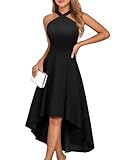 DRESSTELLS Cocktailkleid Damen Elegant Schwarz Vokuhila Kleider Neckholder Rockabilly Partykleid Abendkleider Kurz Festlich Hochzeitsgastkleid Abschlusskleid Black M