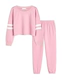 Arshiner Sportanzug Mädchen Einfarbig Kinder Jogginganzug 160 Langarm Bekleidungsset 2tlg Sweatshirt Sporthose Sportkleidung Unifarben Trainingsanzug Rosa 152 158