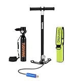 TUDIVING-0,5-l-Tauchflasche, Wiederverwendbare tragbare Mini-Sauerstoffflasche, Tauchausrüstung unterstützt 5-10 Minuten Unterwasser-Atmungstauchflasche (S300PLUS B1-Black)