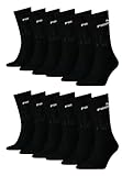 PUMA Unisex Crew Tennissocken Sportsocken Socken für Damen Herren 12 Paar, Farbe:200 - black, Socken & Strümpfe:43-46