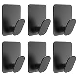 MOUNTTU Wandhaken 6pcs Edelstahl 2x1.8in Stempelfreier Selbstkleber Haken Mattes schwarzes Badezimmer Wohnzimmer zum hängenden Handt