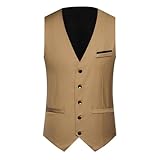 WAZHAKU Anzugwesten für Herren Retro Baumwolle Freizeitweste V-Ausschnitt Blazerweste Hochzeit Westen Mode Herrenwesten Freizeit Anzugwesten Herrenwesten für Hochzeit Party Festlich Business