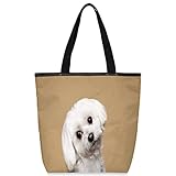 TropicalLife Malteser-Hunde-Handtasche, groß, für Damen, Schultertasche, Reißverschluss, niedlicher Hunde-Organizer für Frauen, Taschen mit Tragegriff oben, mehrfarbig, Einheitsgröße