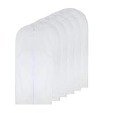 HomeClean Kleidersack Durchsichtig 60cm x 100cm Anzug Tasche Mottenfest Kleidersäcke Weiß Atmungsaktiv Voller Reißverschluss Staubschutz für Anzug Tanzkleidung Schrank Packung mit 6