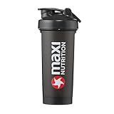 MaxiNutrition Protein Shaker für Eiweiß Getränke, 700 ml, schwarz, mit Edelstahl Kugel, klumpenfrei shaken, Klickverschluss