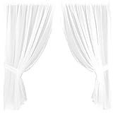Arsvita Gardinenset mit Stangendurchzug, Serie: Satin ca. 140x120 cm 140x120 cm weiß - Spitze