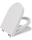 ANYCEE Toilettendeckel mit Absenkautomatik 46x36.5 CM, WC Sitz aus Duroplast, Klodeckel mit Antibakterielle, Toilettensitz D-Form, WC Deckel mit Quick-Release,Toilettenbrille universal, Klobrille Weiß