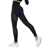 Yunafit Leggings Cleo Kompressionshose Damen für Sport,Gym - High Waist Booty Scrunch Butt Yoga Hosen Schwarz