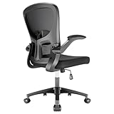 Durrafy Ergonomischer Bürostuhl, Schreibtischstuhl mit Verstellbaren Armlehnen, Gaming-Stuhl,Mesh-Bürostühle,Bürostuhl mit Lendenwirbelstütze,Gepolstertem Sitzkissen, 360° Drehstuhl, Schwarz