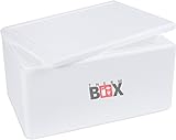 THERM BOX Styroporbox Thermobox für Essen & Getränke Styropor Kühlbox Warmhaltebox Innen: 53x33,5x26cm 46 Liter weiß xxl Wiederverwendbar