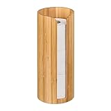 Relaxdays Toilettenpapier Aufbewahrung Bambus, für 3 Rollen, Toilettenpapierbehälter stehend, HxD: 33,5 x 14,5 cm, Natur