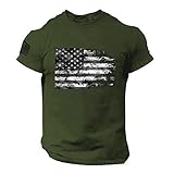 Sommer Strand T-Shirt für Herren 2024 Mode Tops Sommer Herren US-Flagge Logo Casual Fitness 3D Gedruckt Kurzarm T-Shirt Shirts Herren, grün, XS