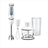 Braun Stabmixer MQ 5235WH Stabmixer – MultiQuick 5 Vario Pürierstab mit Edelstahl Mixfuß, 1000 Watt, inkl. 3-teiligem Zubehör-Set, weiß/grau [Energieklasse A]