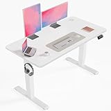 Flamaker Höhenverstellbarer Schreibtisch, Elektrischer Schreibtisch Höhenverstellbar für Steh-Sitz, Computertisch mit Memory-Funktion, Stabiler Tisch Standing Desk, Bürotisch,120 x 60 cm, Weiß