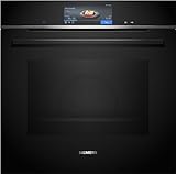 Siemens HB778G3B1,Q700 Smarter Einbau-Backofen, 60 x 60 cm, Made in Germany, Pyrolyse & Hydrolyse Selbstreinigung, Bratenthermometer, Air Fry, Backautomatik, Farbiger Touchscreen, 4D Heißluft, Schwarz