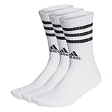 Adidas, 3-Stripes Cushioned Crew Socks 3 Pairs, Socken, Weiß Schwarz, L, Unisex-Adult