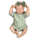 Lonian Reborn-Puppe, 18 Zoll, 48 cm, Ganzkörper-Vinyl-Silikon-Babypuppe, Junge, anatomisch korrekt, handbemaltes Haar, realistisches Spielzeug, Geschenk für Kinder ab 3 Jahren (Grün)