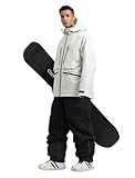 GSOU SNOW Herren Damen Skijacke Skihose Set Baggy Snowboardjacke Snowboardhose Ski Snowboard Männer - Multi Pockets Wasserdicht Winddicht Atmungsaktiv Warm mit Kapuze