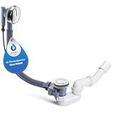 AQUADE Ab Überlaufgarnitur Badewanne Chrom 75 cm inkl. Siphon Ø 40/50 mm - Ablaufgarnitur Badewanne Pop Up Funktion mit Exzenter und Badewannenüberlauf Abdeckung