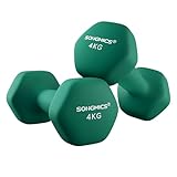 SONGMICS 2er-Set Hanteln, 2 x 4 kg Gymnastikhantel, mit matter Beschichtung aus Neopren, Fitnessstudio, rutschfest, 20,5 x 9, grün SYL68GN